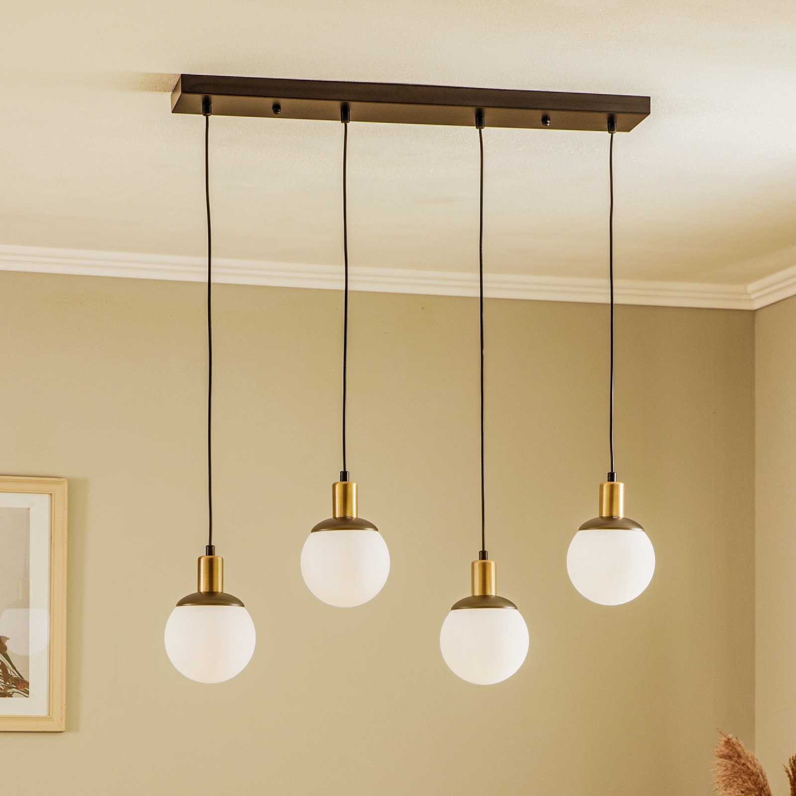 Avonni Lampă suspendată AV-1838-4Y-BSY cu 4 becuri - Camera de zi / sufragerie - negru alb opal - Metal