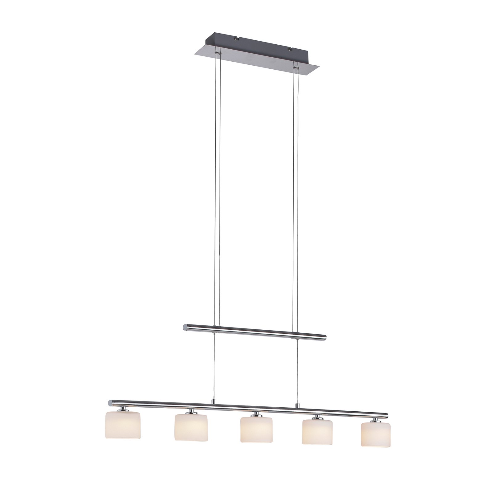 Paul Neuhaus Hydra LED pendant light, 5-bulb, glass, 80 cm
