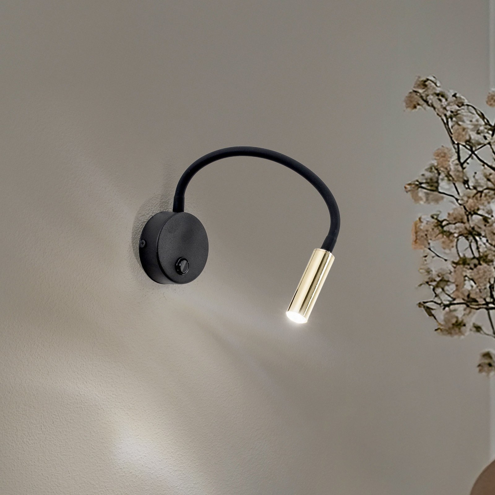 TK Lighting Aplică de perete Lagos negru/auriu 45 cm lampă de citit G9 - dormitor - Modern - negru auriu - Metal