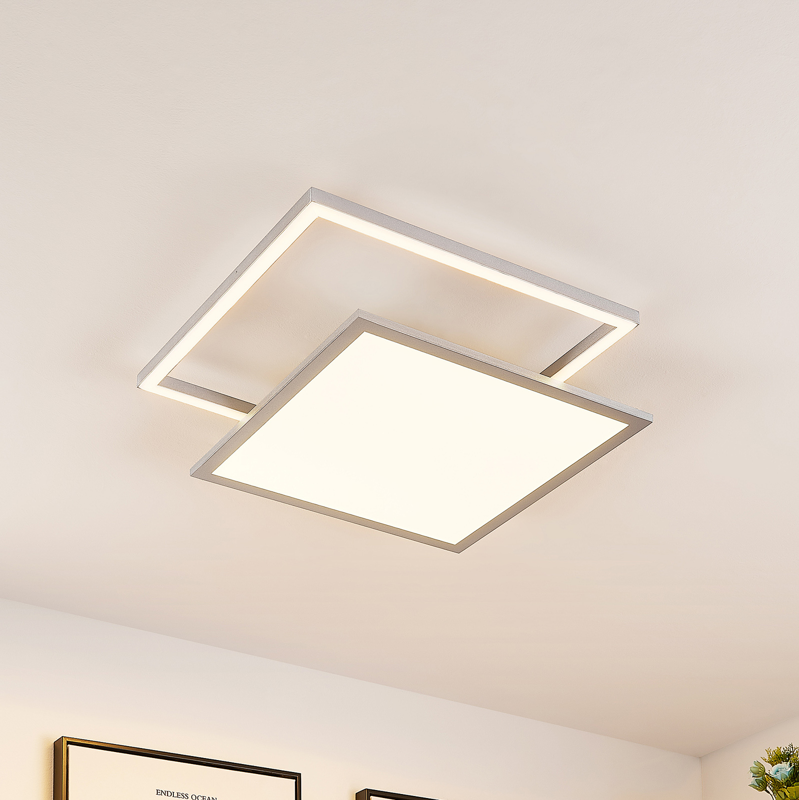 Lucande Senan lampa sufitowa LED, kwadraty, CCT