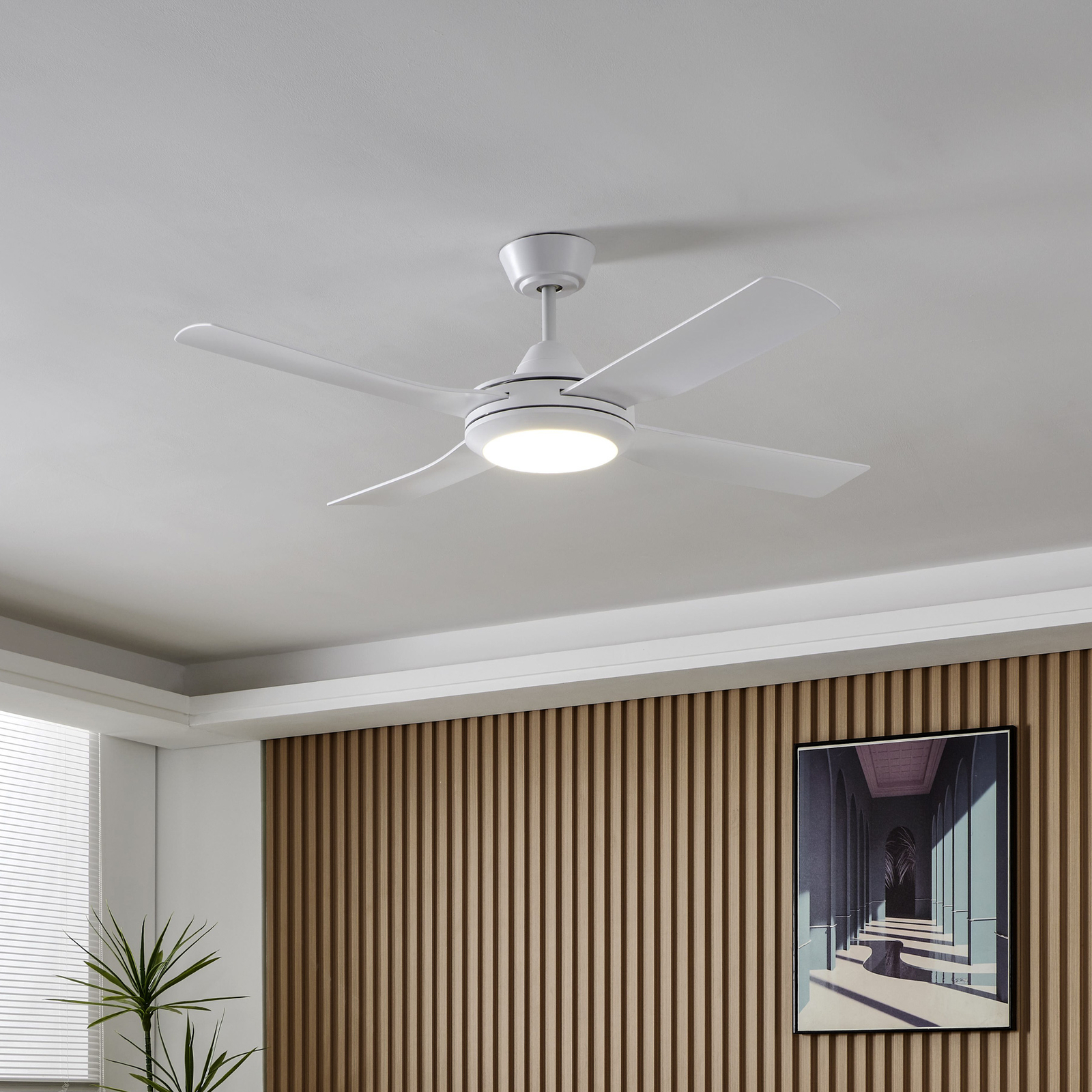 Stropní ventilátor Bondi 1, LED, dálkové ovládání, CCT, bílý