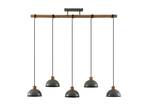 Durbis 5 Lustră Pendul Dark Grey/Wood - Lindby