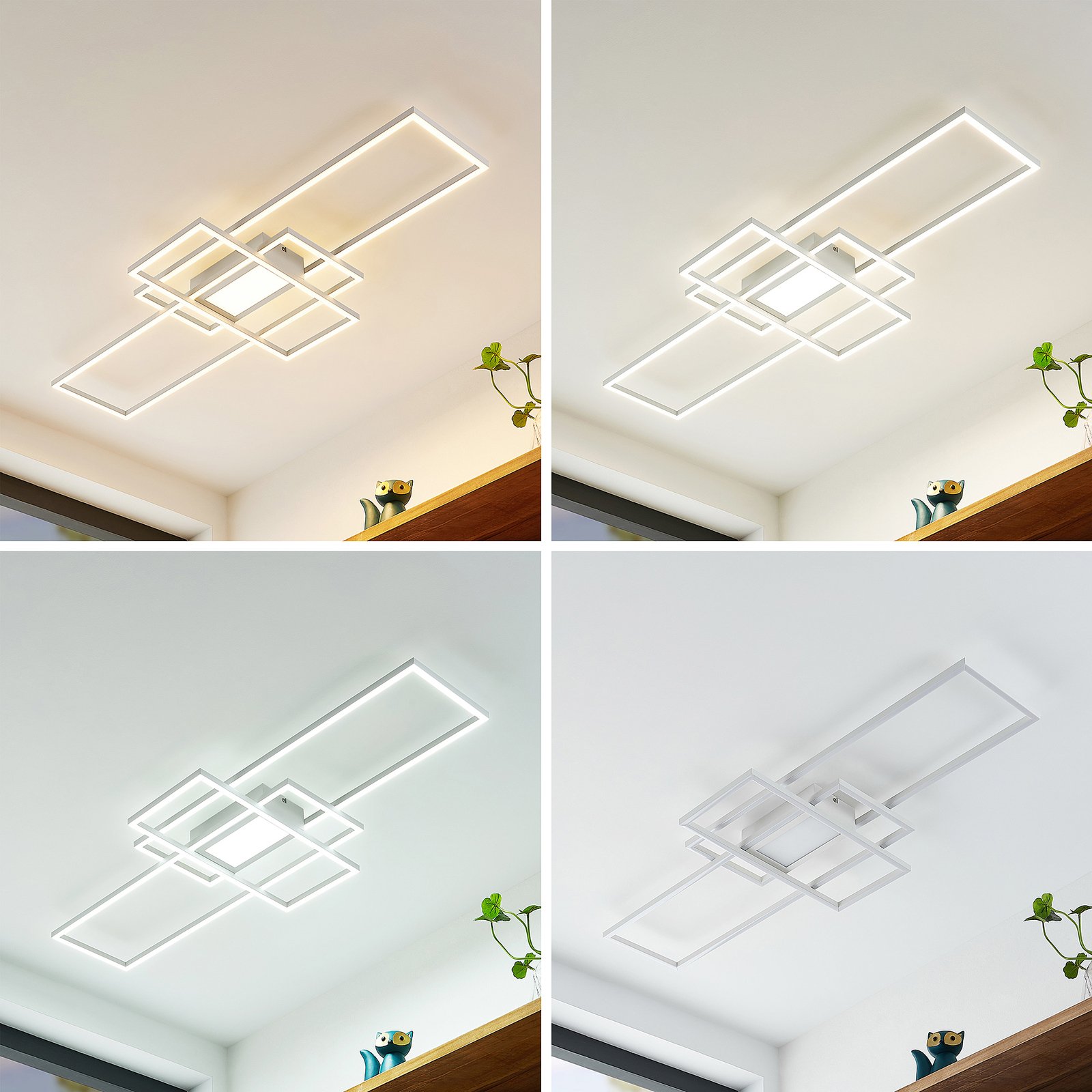 Lindby LED-Deckenleuchte Caitlin, weiß, CCT, Fernbedienung