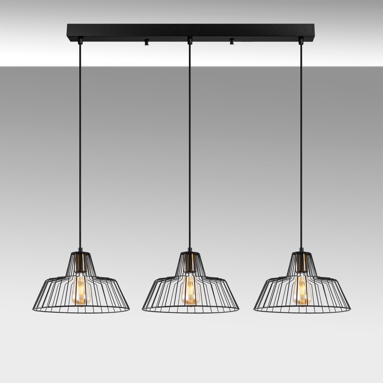 Hanglamp Hakcu 11945 3-lamps lineair zwart