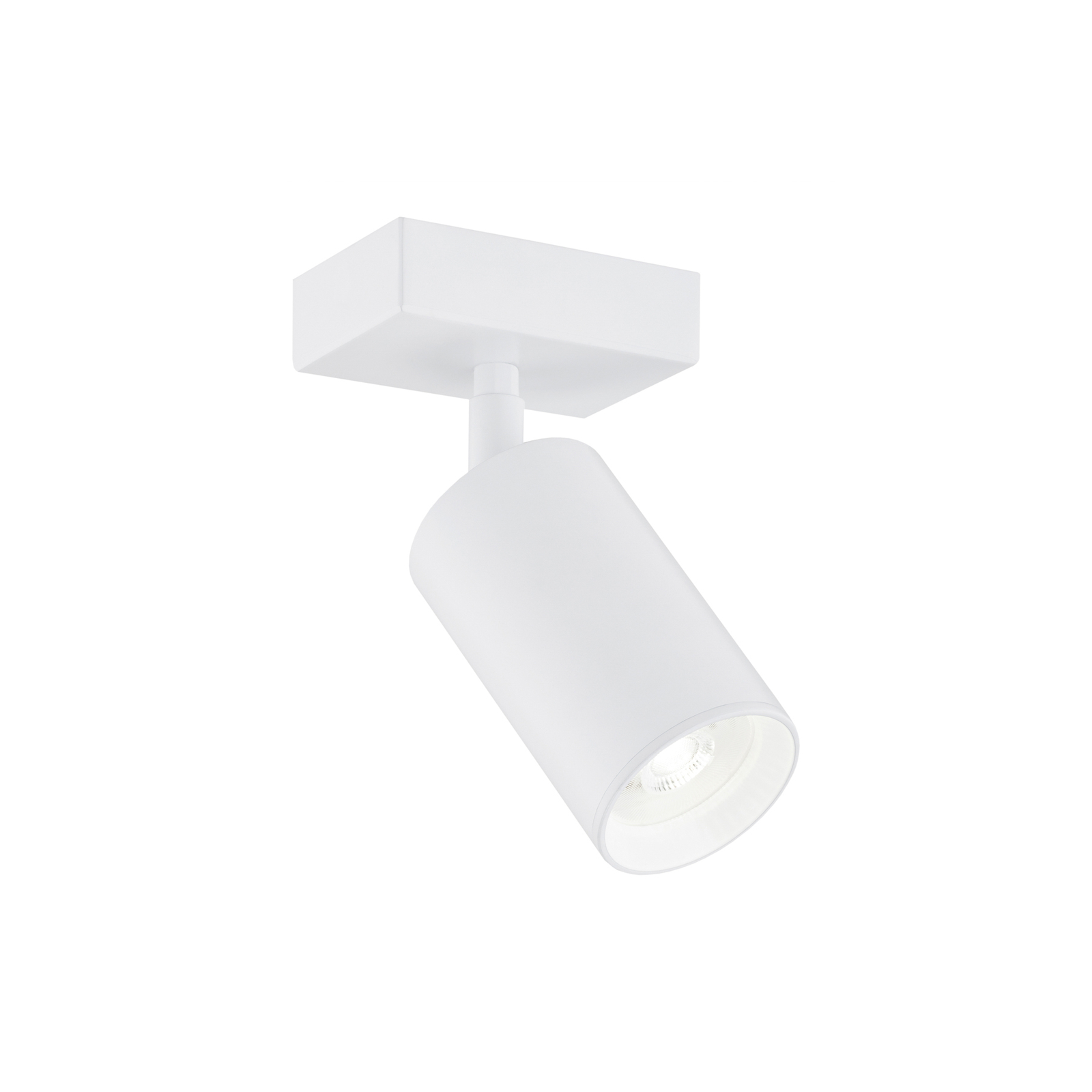 Downlight Sado white steel, adjustable 1-bulb angular