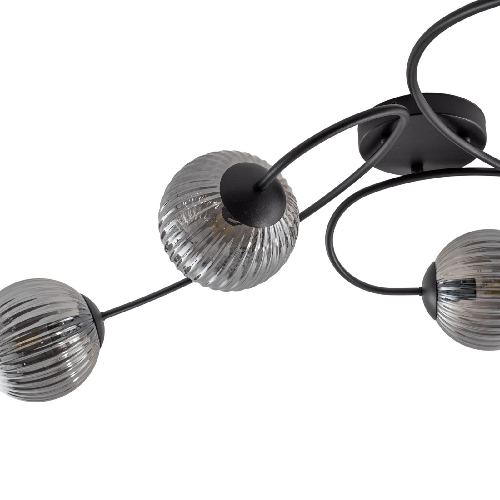 Vibra ceiling lamp, smoke grey/black, length 97 cm, 6-bulb.