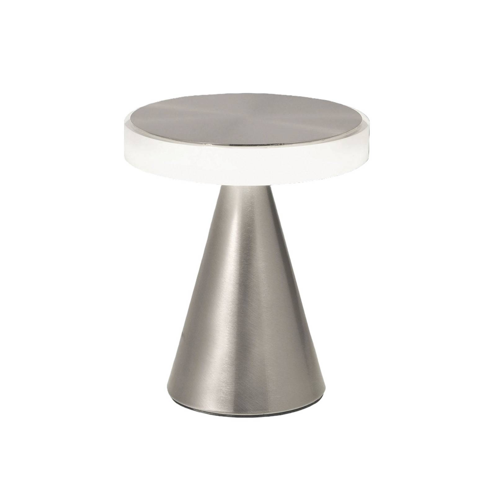LED-Tischleuchte Neutra, Höhe 20 cm, nickel, Touchdimmer