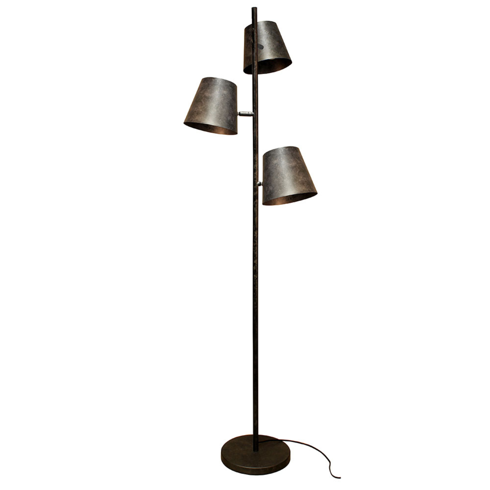 Colt floor lamp, 3-bulb, aged finish