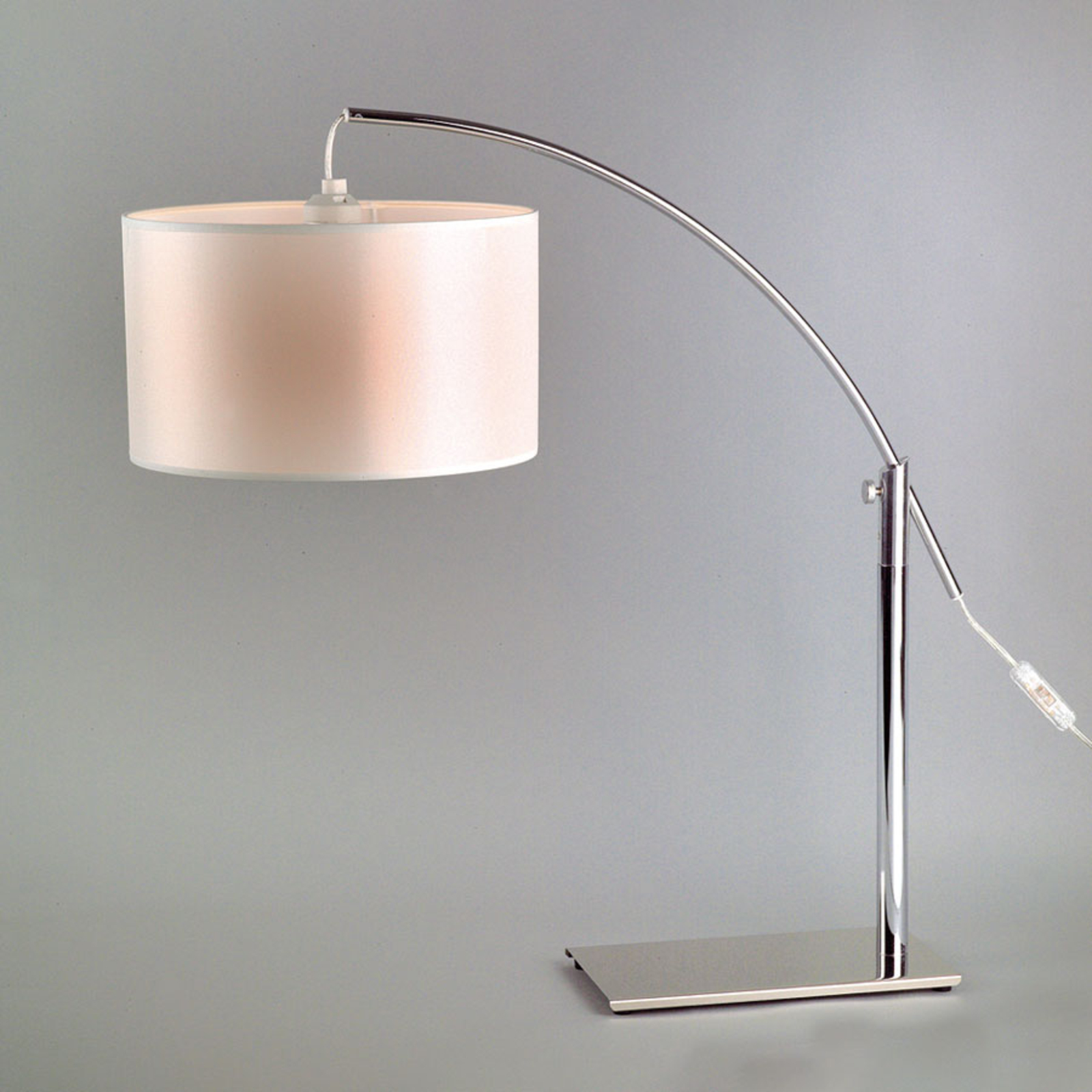 Aluminor Rainbow LT table lamp white/chrome, for Living / Dining Room, metal, fabric (chintz), E27, 40 W, energy efficiency: A++, H: 65 cm