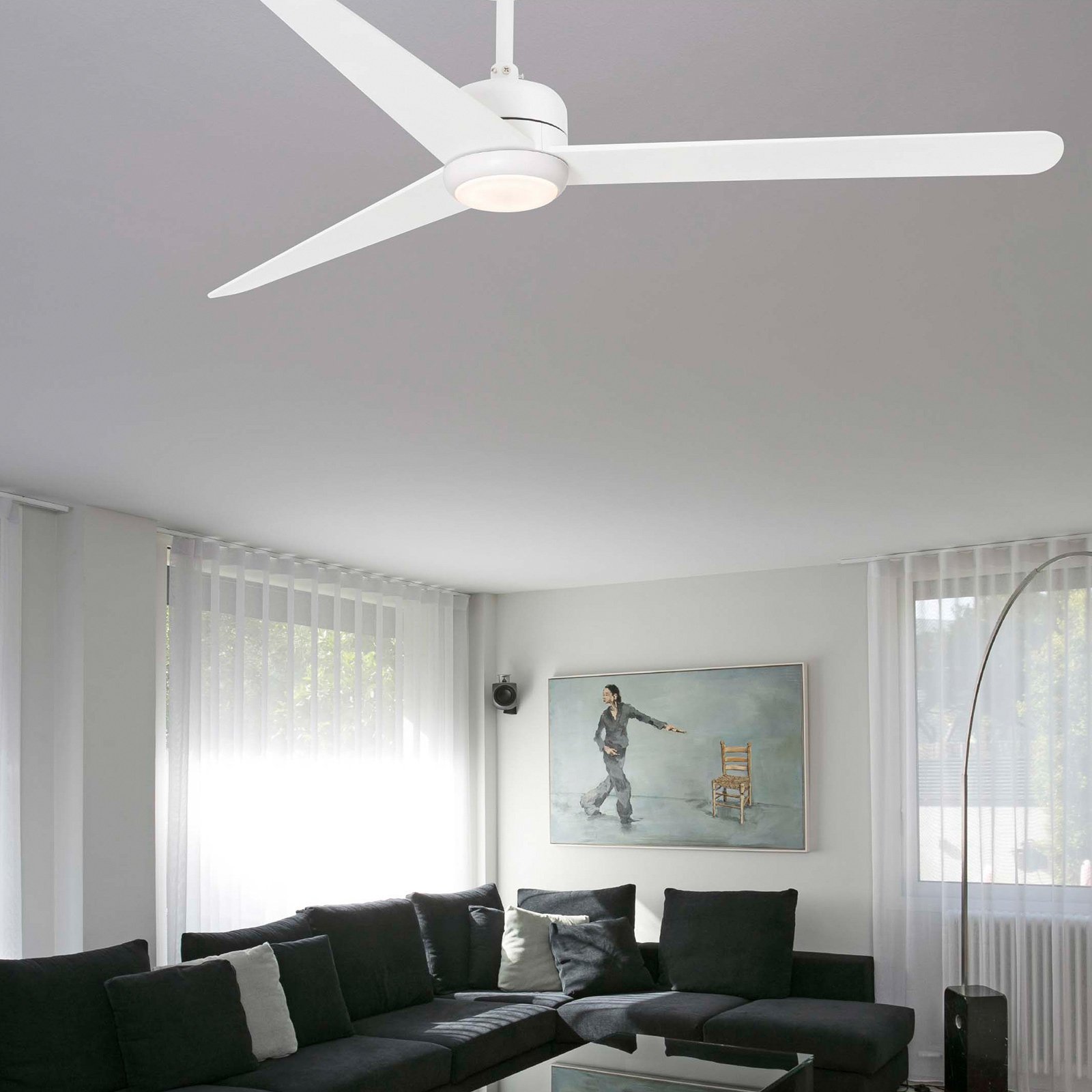 Stropní ventilátor Nu s LED osvětlením, bílá