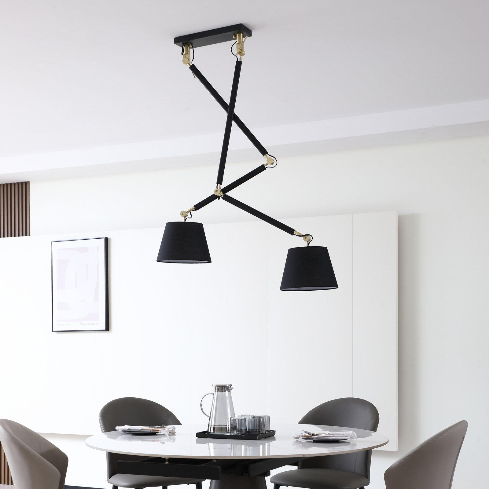 Lucande ceiling lamp Marvaine black/gold-coloured, adjustable