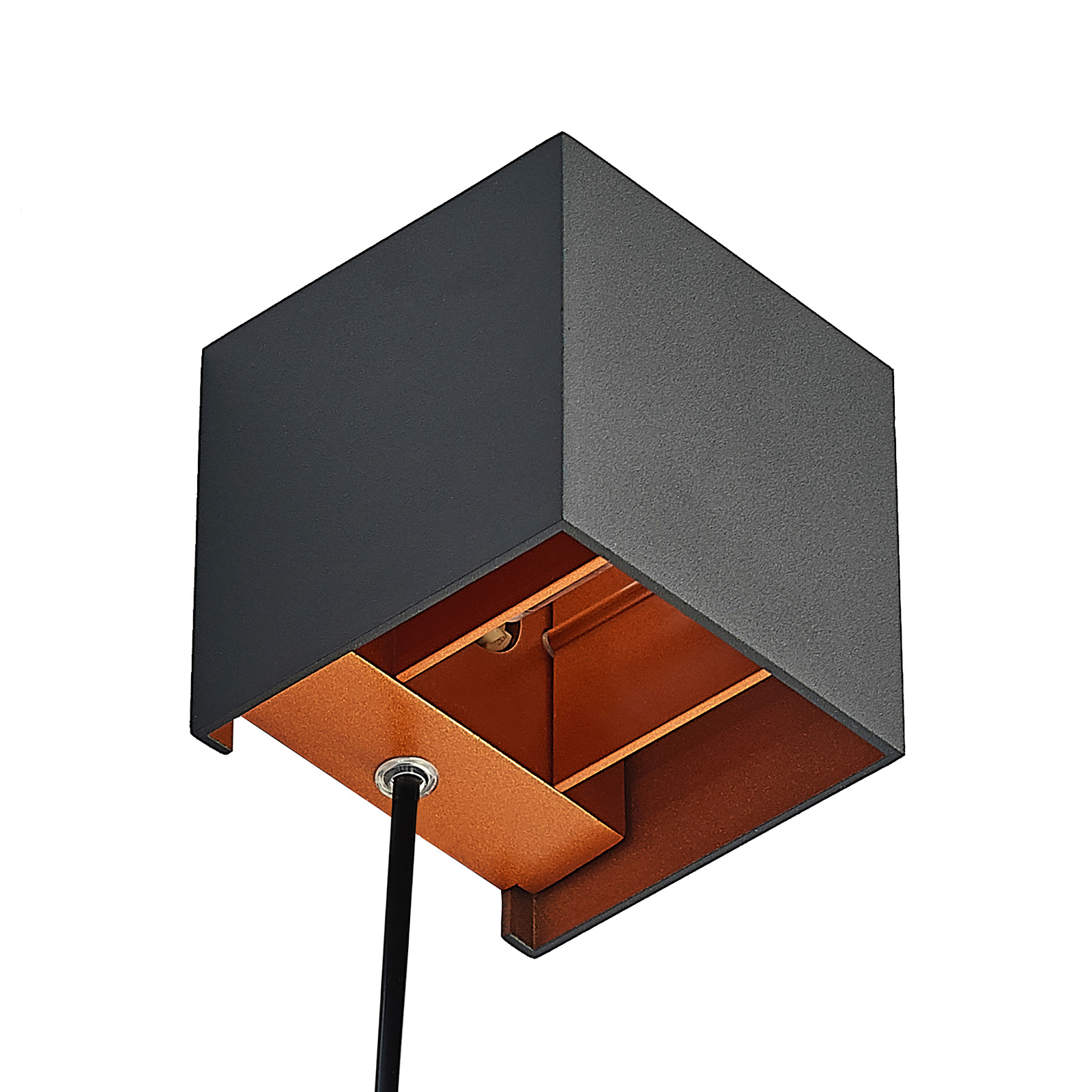 Arcchio Zuzana wall light, angular, black, plug, 9.7 cm