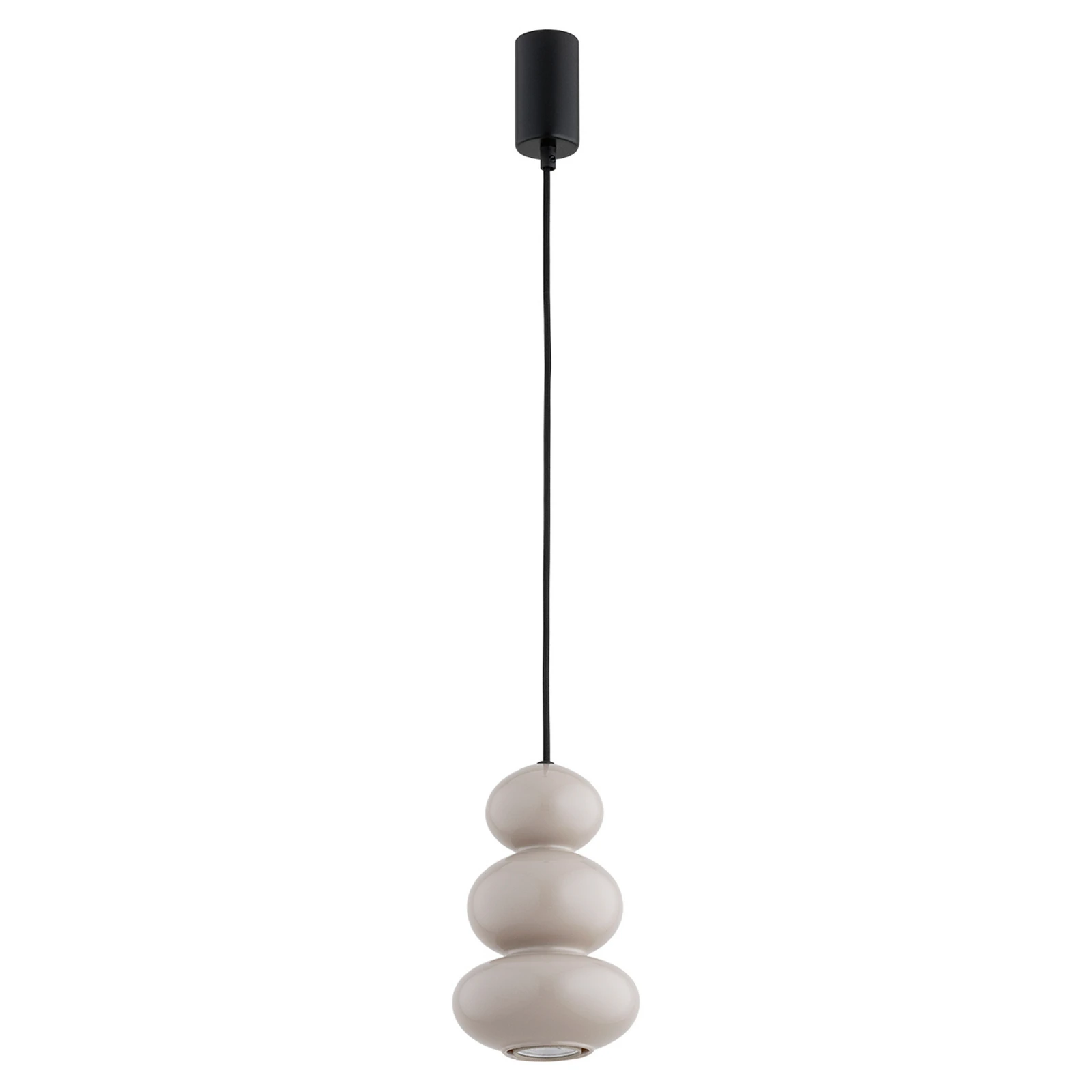 Hänglampa Oman, glänsande grå, glas, Ø 14 cm