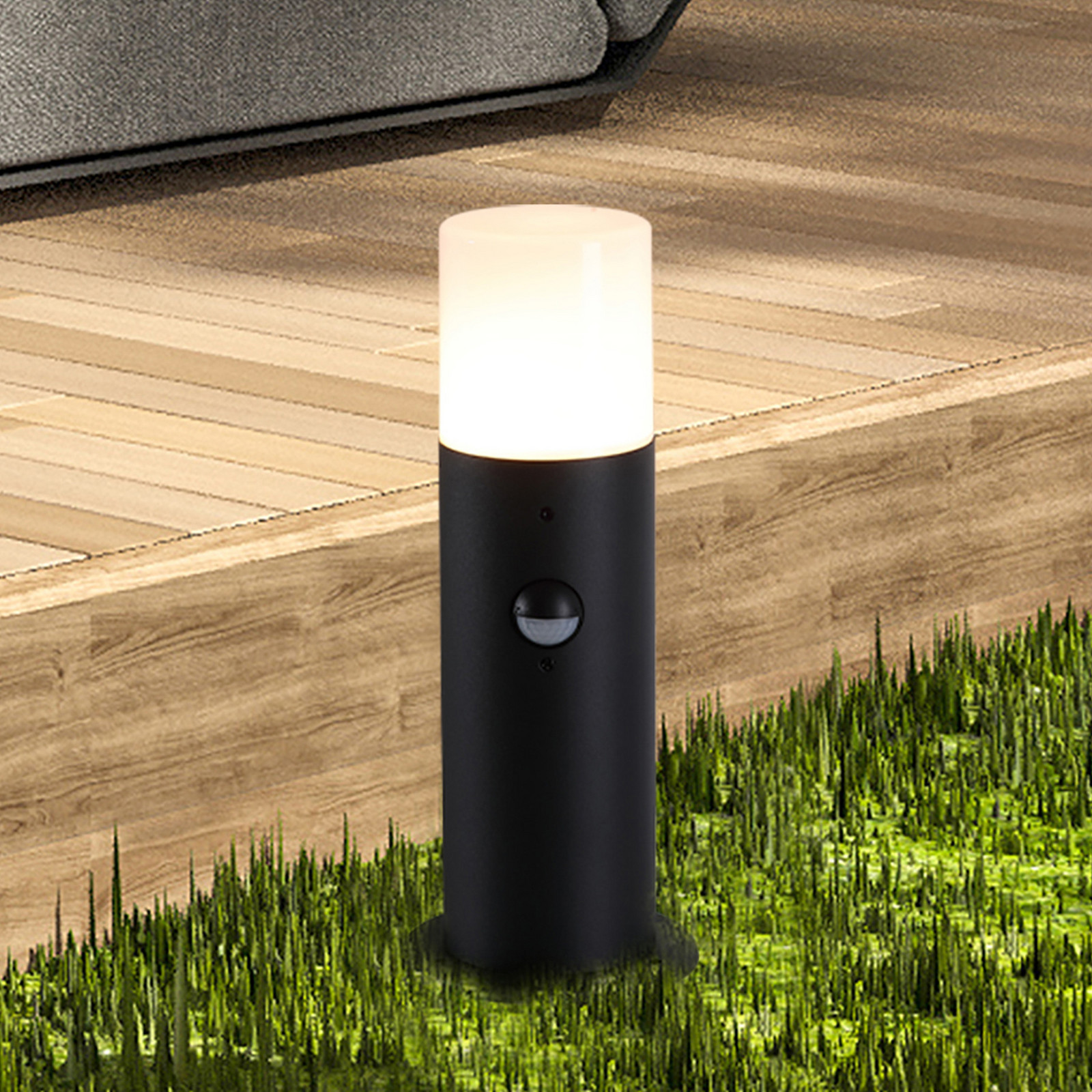 Searchlight Lampă cu soclu Cannes înălțime 30 cm negru metal senzor - Modern - negru alb - Aluminiu