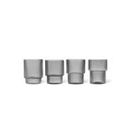 Ripple-glas, gråt, 200 ml, mundblæst, sæt med 4 stk. – ferm LIVING