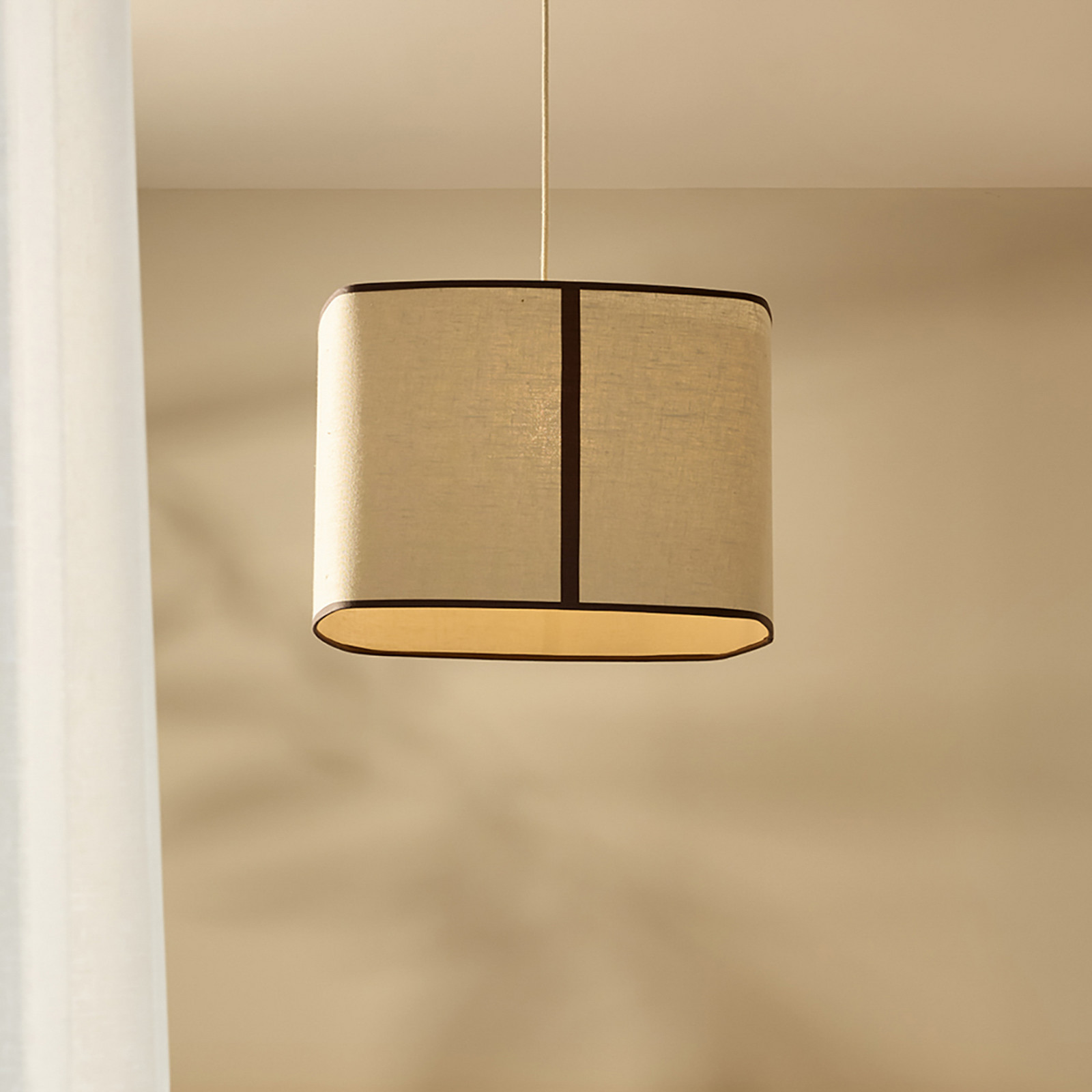 MARKET SET Lampă suspendată Dolce bej calcaros in E27 - Camera de zi / sufragerie - Design - Țesătură / Textil