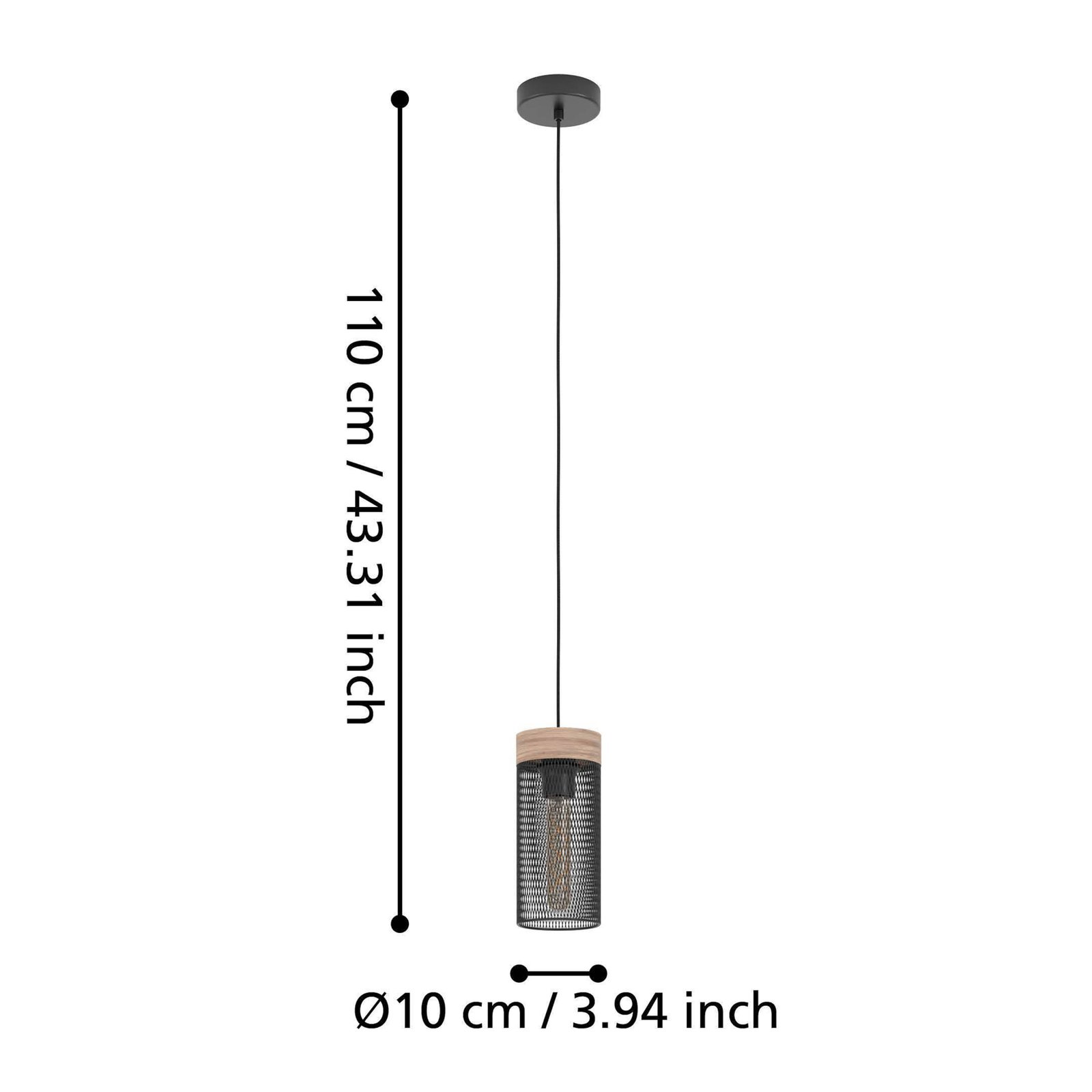 Kilnsdale hengelampe, Ø 11 cm, svart/brun, stål