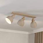 Arrecife ceiling light sand/wooden look, 3-bulb
