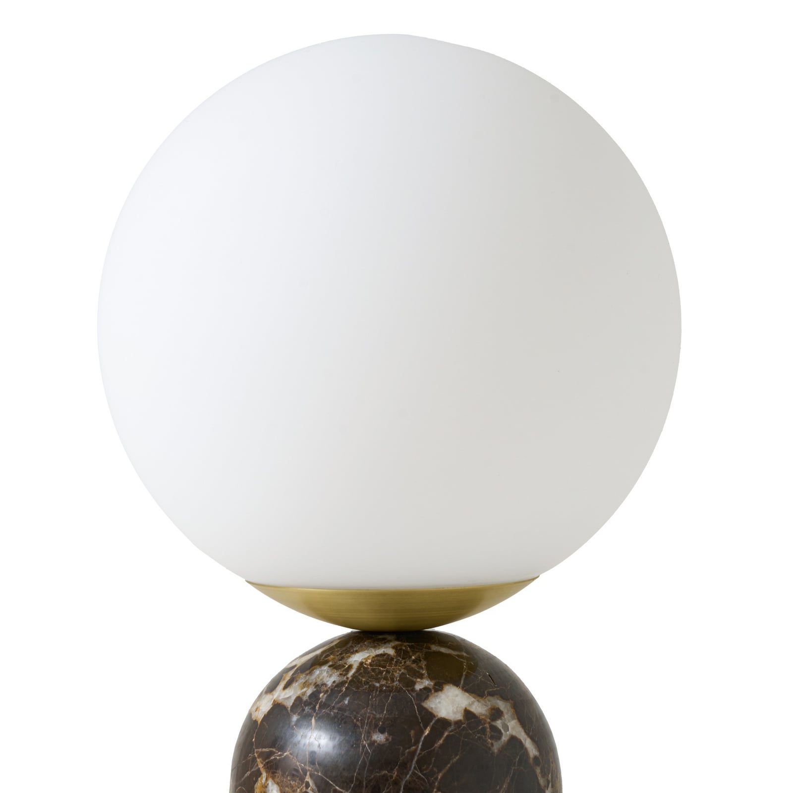 Lennes bordlampe, Ø 20 cm, glass, brun, marmor - Lindby