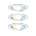 Paulmann LED-indbygningsspot Nova Coin Smart, hvid, CCT, 3-pak, 8,4 cm