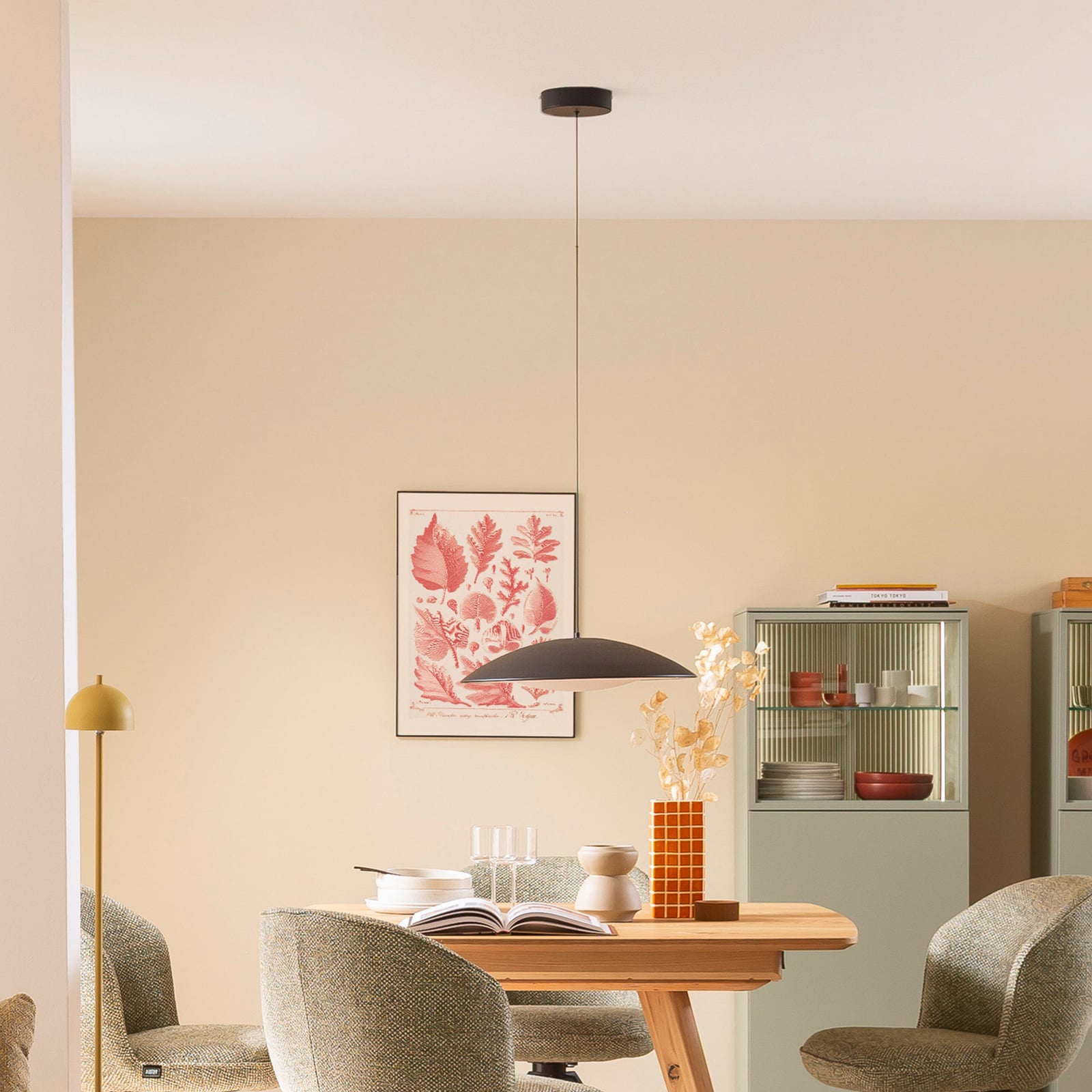 LED viseća svjetiljka LENTE, crna, Ø 40 cm, metal, s prigušivačem
