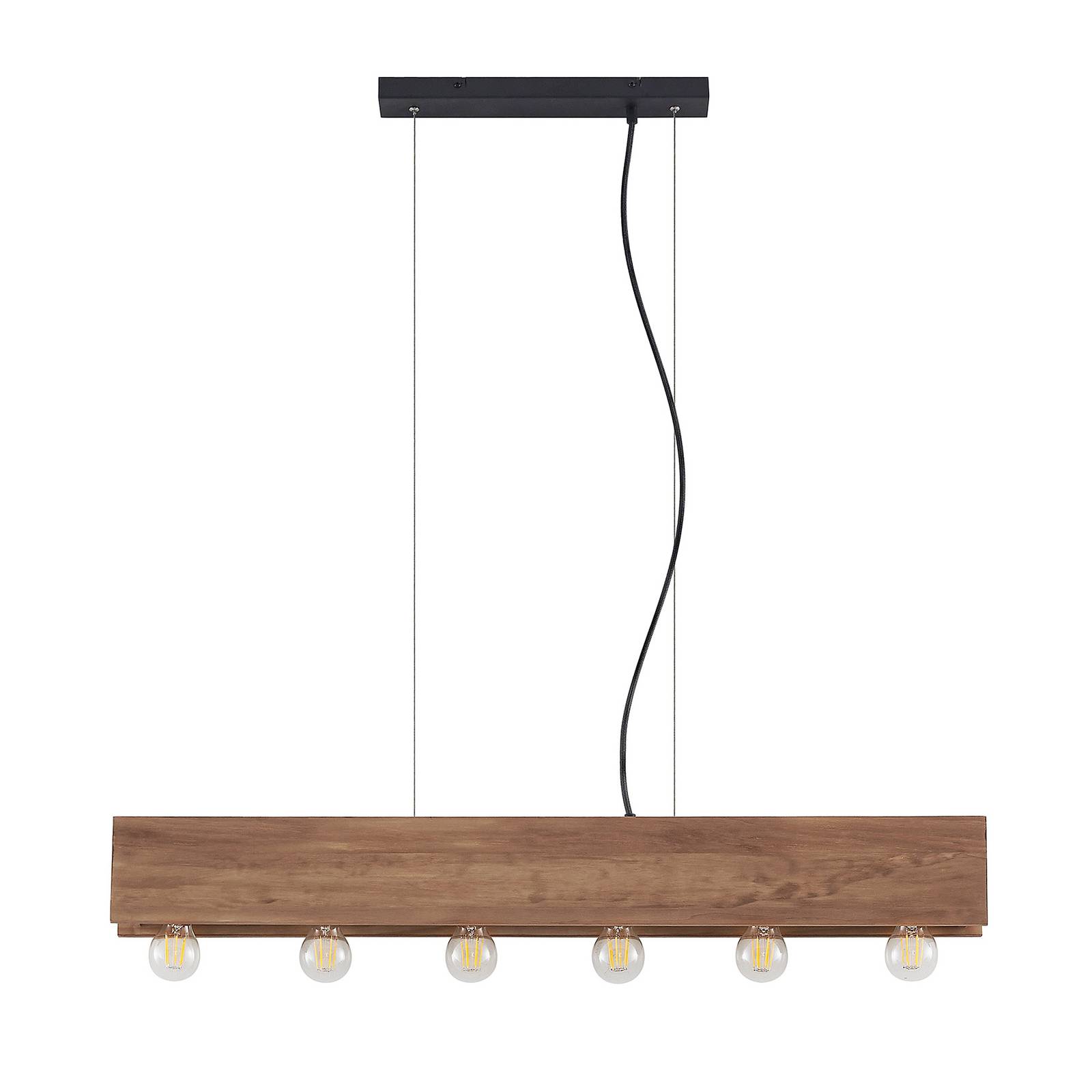Lindby Wooden Pendant Light - Living / Dining Room - Hanging Light - dimmable - Scandinavian - Brown