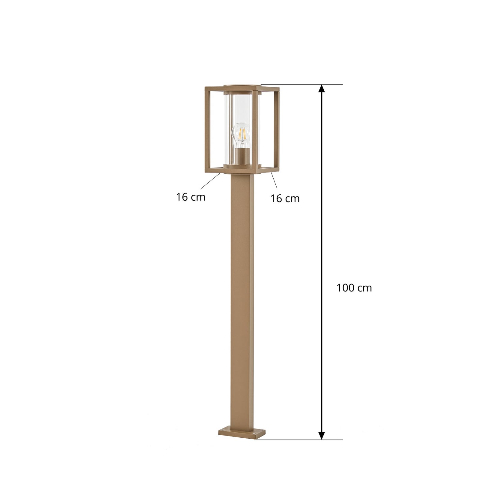 Ferda stazna svjetiljka, IP44, E27, 100 cm, smeđa, staklo - Lucande