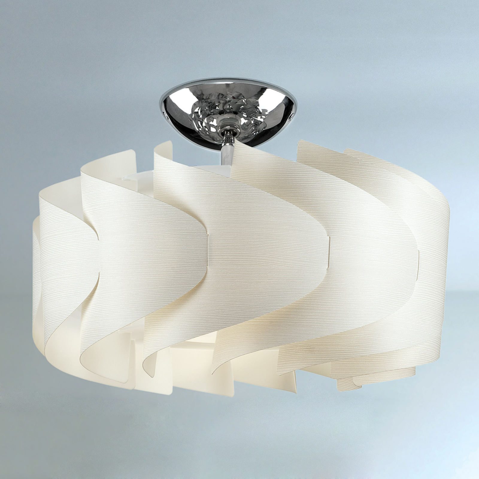 Plafondlamp Sky Mini Ellix in houtoptiek wit