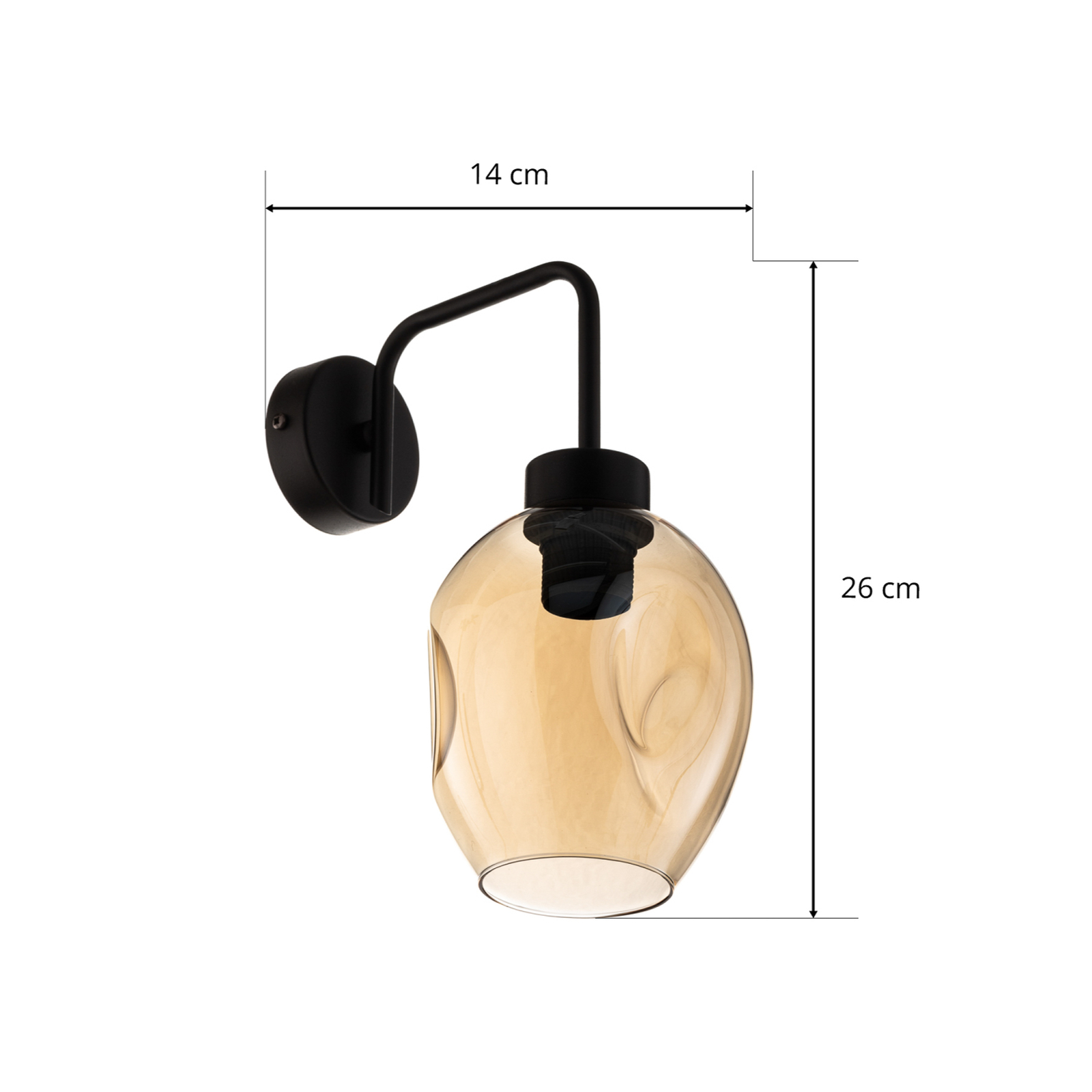 Lukka wall light, one-bulb, black/amber