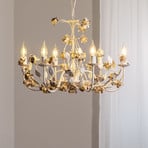 Carolina chandelier, ivory-coloured, 6-bulb, iron