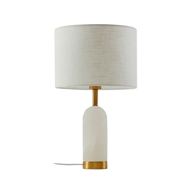 Lindby – Alabaster Bordslampa Ø30 Vit/Guld
