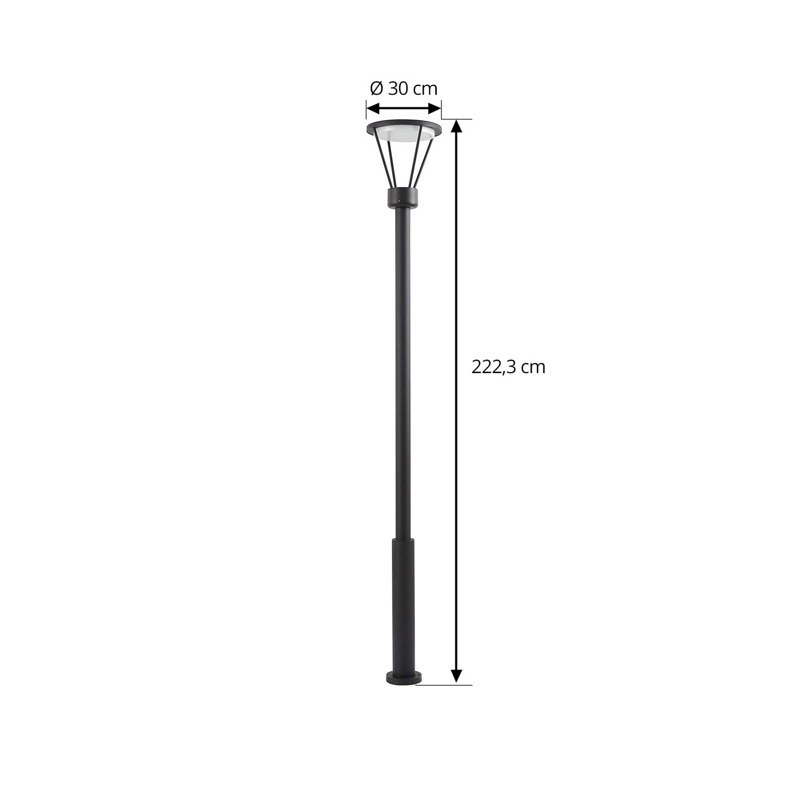 Lucande luminaire d’extérieur LED Elario 222 cm noir aluminium