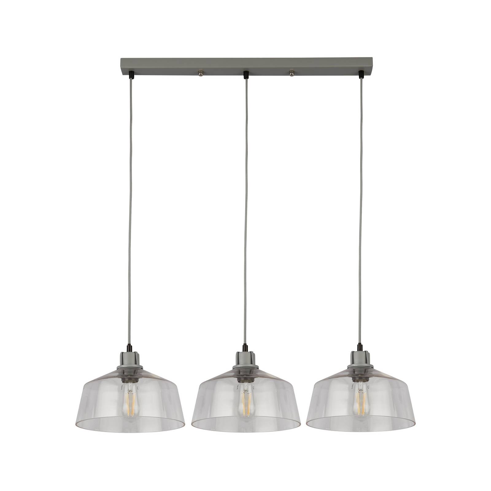 Hängeleuchte Thaloria, transparent, Glas, 3-flammig, 80cm