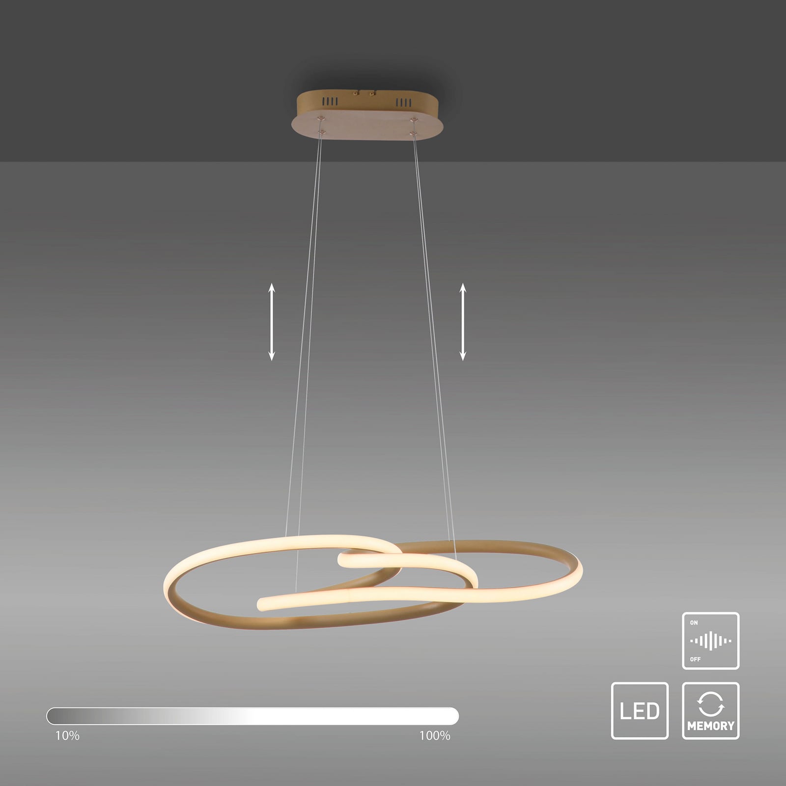 LED pakabinamas šviestuvas „TWIST“, smėlio spalvos, ilgis 76 cm, metalinis LED pakabinamas šviestuvas „TWIST“, smėlio spalvos, ilgis 76 cm, metalinis