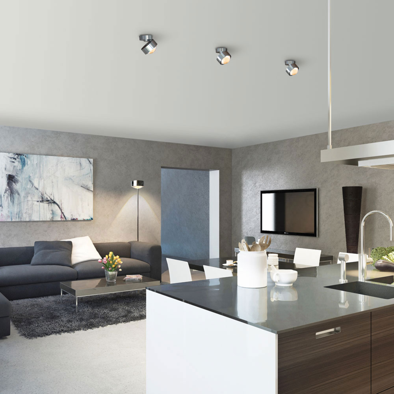 LED-Deckenleuchte Puk Move, dreh- und schwenkbar