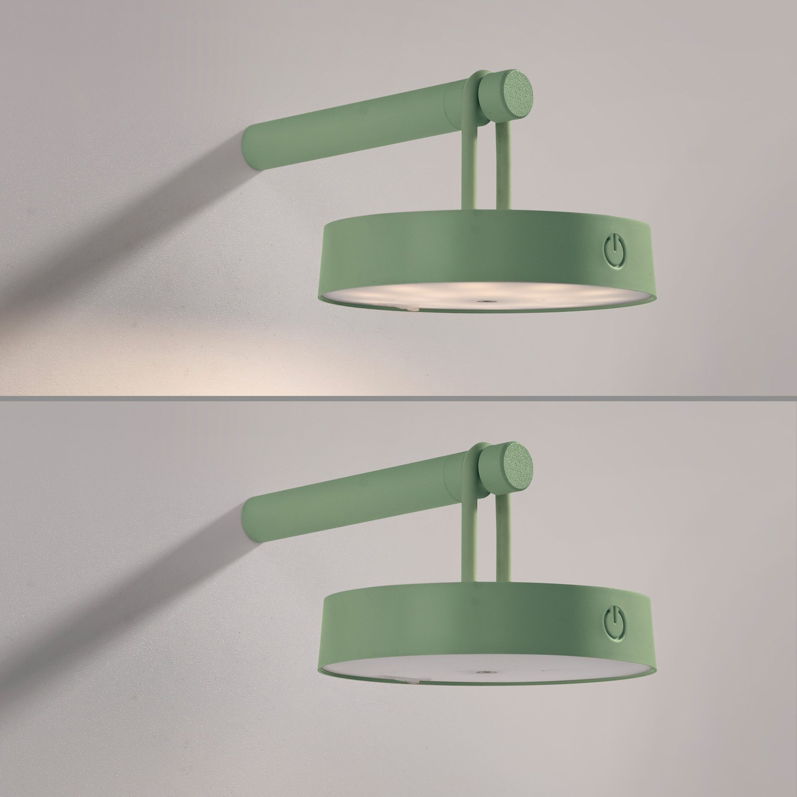 JUST LIGHT. LED įkraunamas sieninis šviestuvas "Arma", žalias, plastikinis