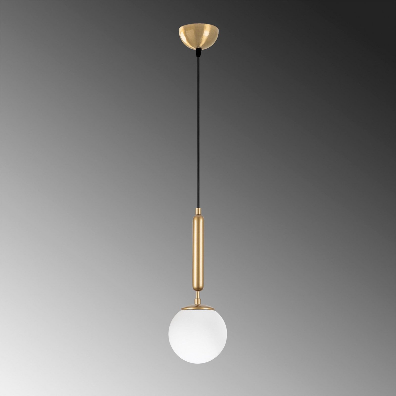 Hanglamp King, goud/opaal, glas, Ø 15 cm, E14