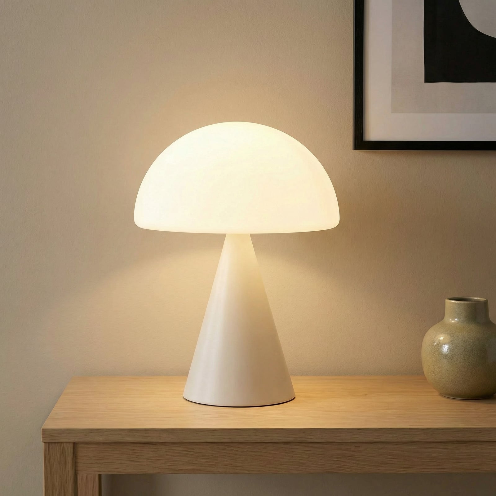 LED table lamp Blip, white, glass, CCT, touch dimmer