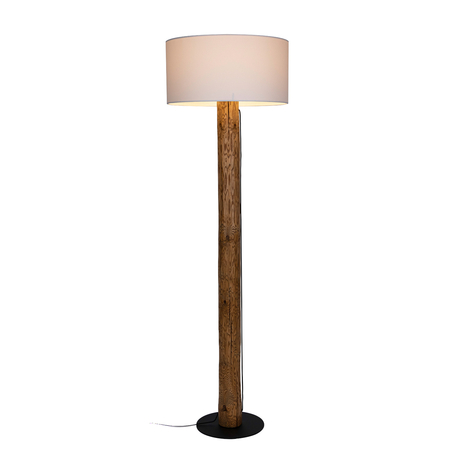 Gulvlampe Pino Simple, skjerm hvit, fot brun