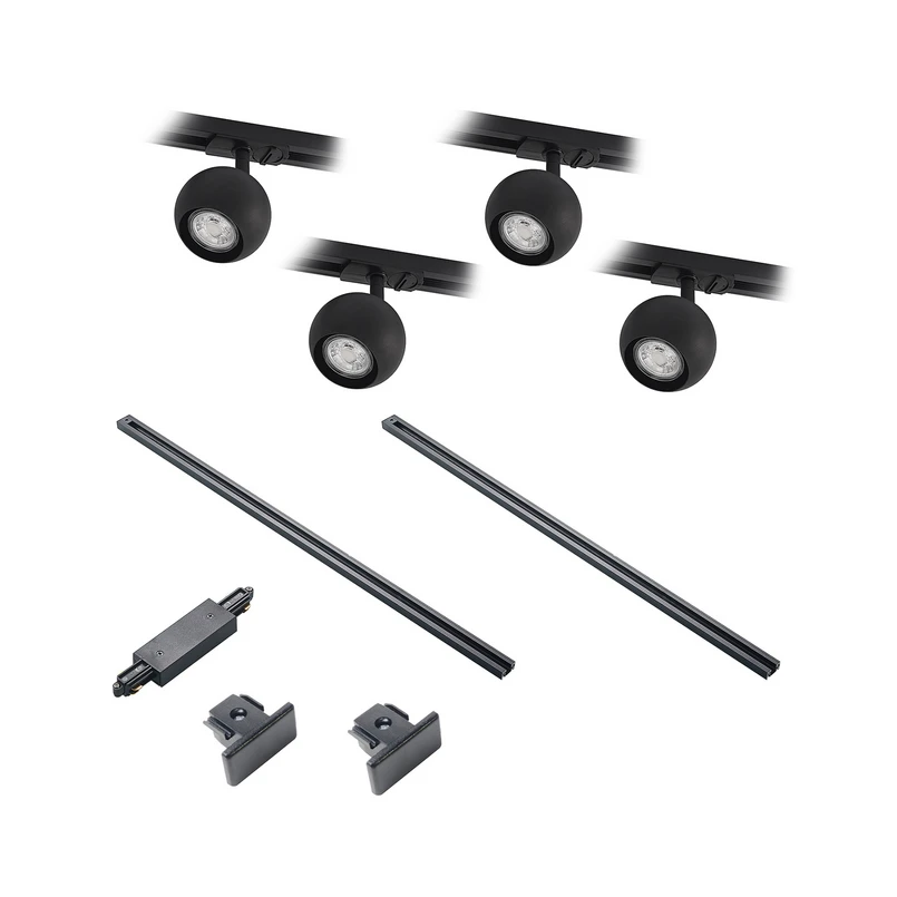 Lindby - Linaro Round Track 4 Plafonnier GU10 Noir