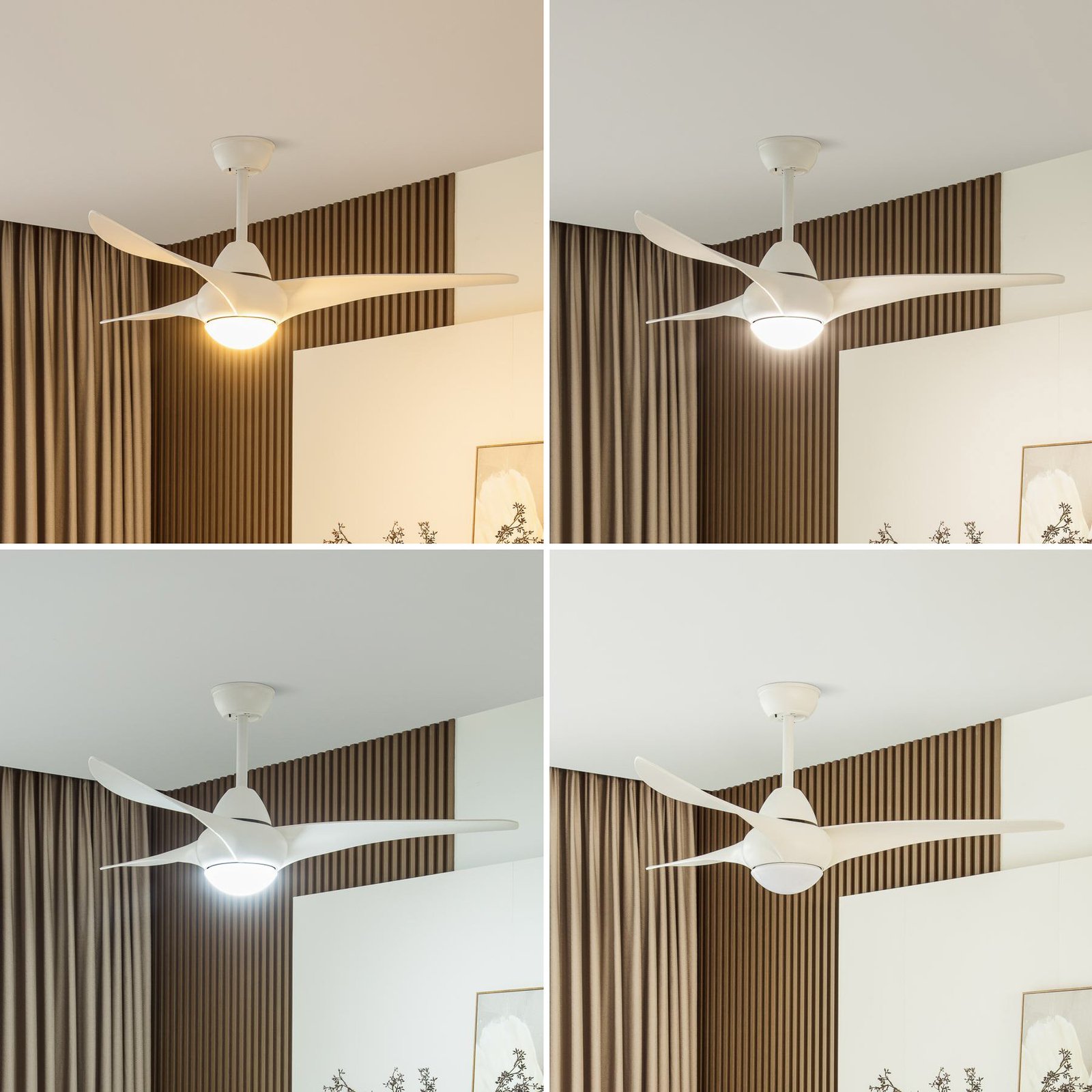 Stropný ventilátor Starluna LED Zoika, biely, tichý, Ø 115 cm