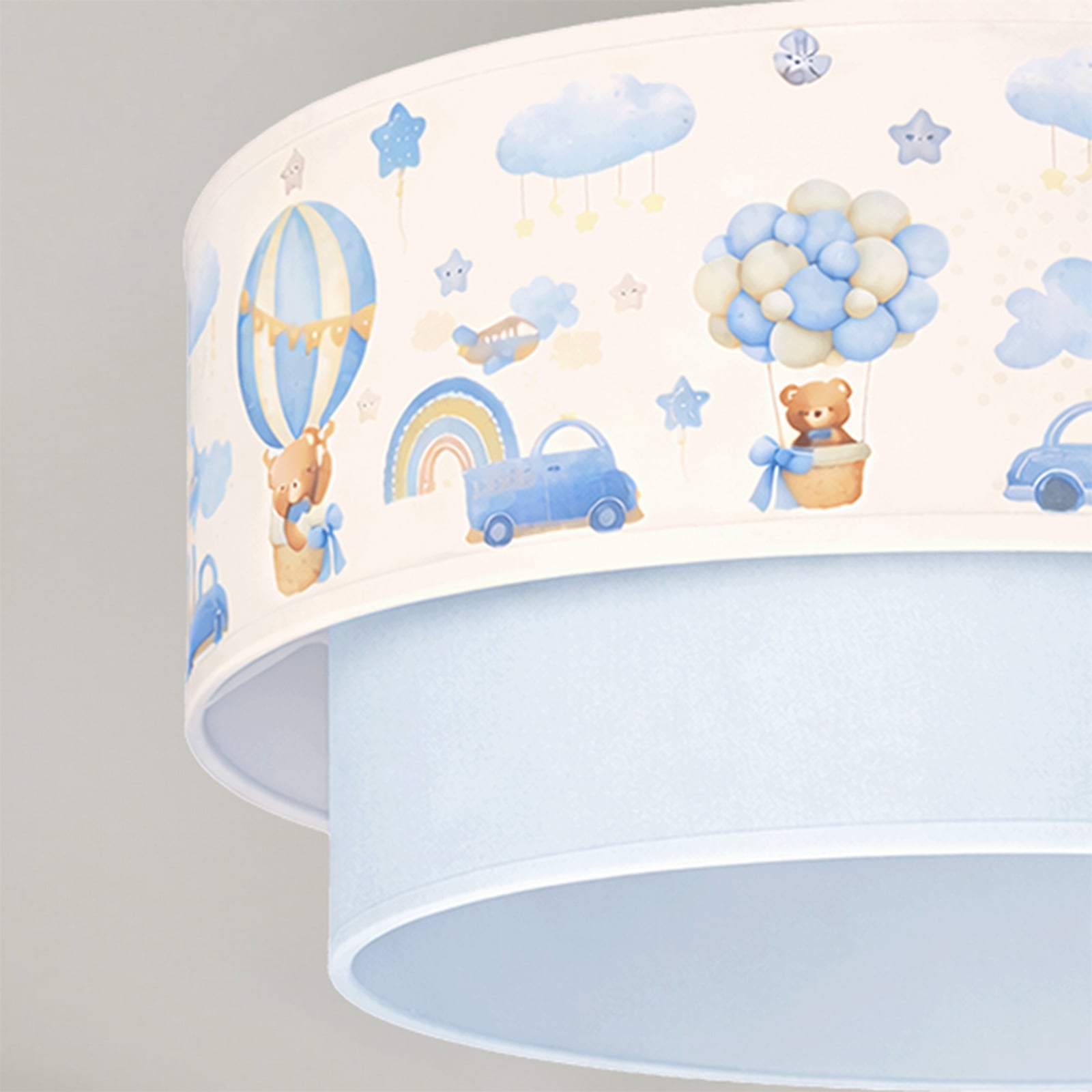 Boho-plafondlamp voor kinderen, lichtblauw/bonte kleuren, Ø 40 cm, textiel, E27 Boho-plafondlamp voor kinderen, lichtblauw/bonte kleuren, Ø 40 cm, textiel, E27