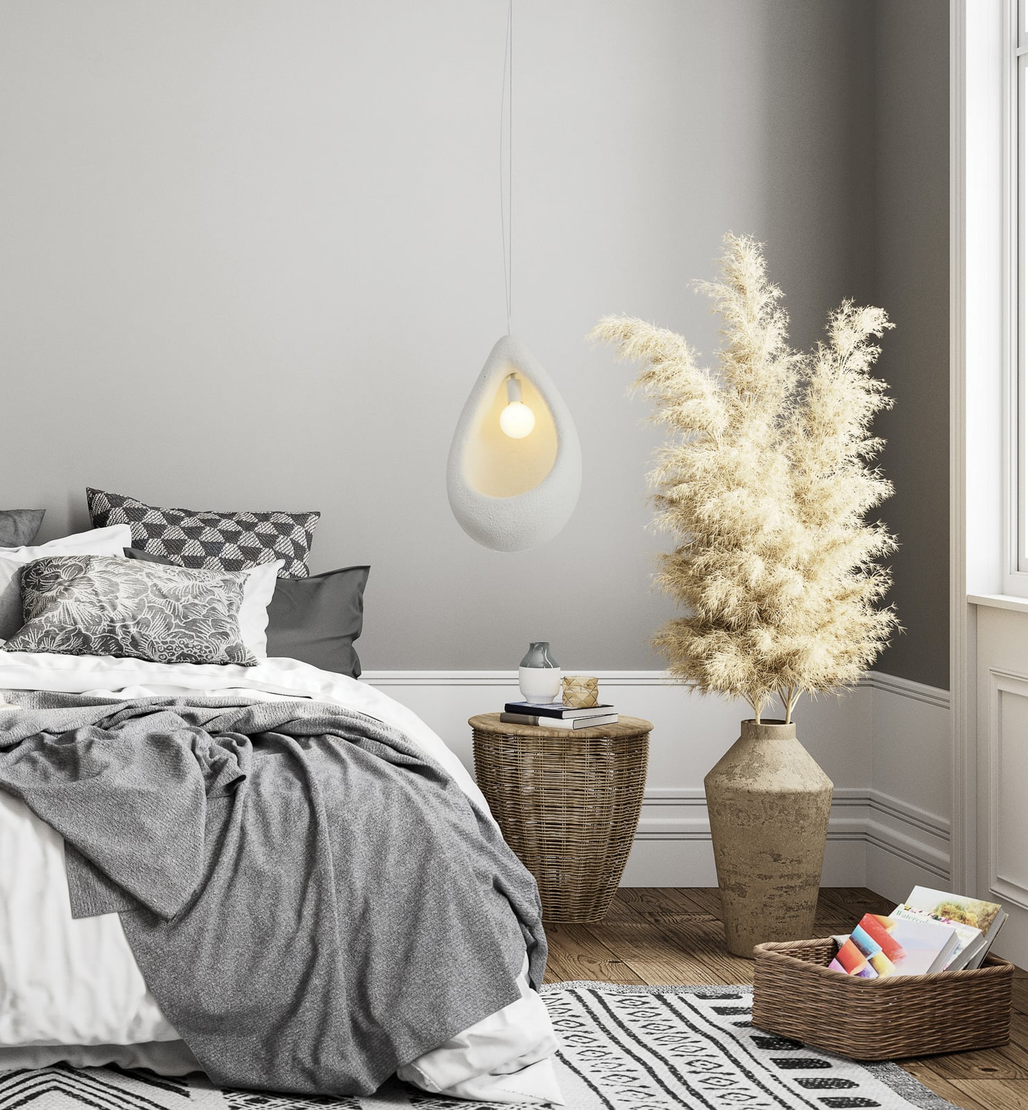 Suspension 23163, blanche, Ø 40 cm, fibre de verre, E27