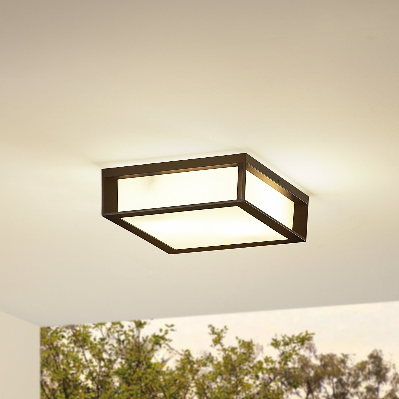 Lindby outdoor wall light Sivana, black, aluminium, 26 cm x 26 cm