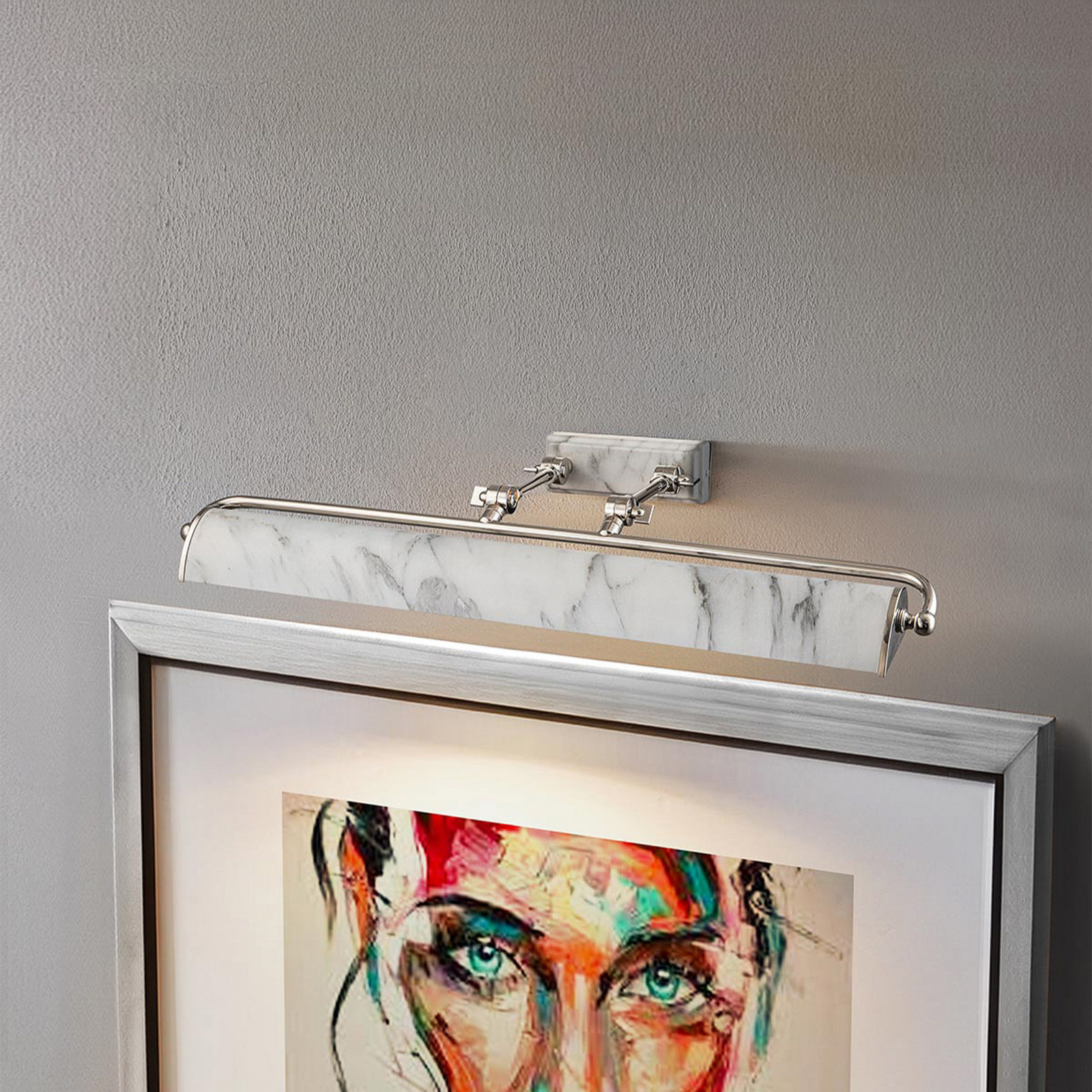 Elstead Aplică de perete Winchfield lățime 70 cm alb marmorat/nichel - Hol - Casă de țară / Rustic - alb marmorat nichel lustruit - Metal