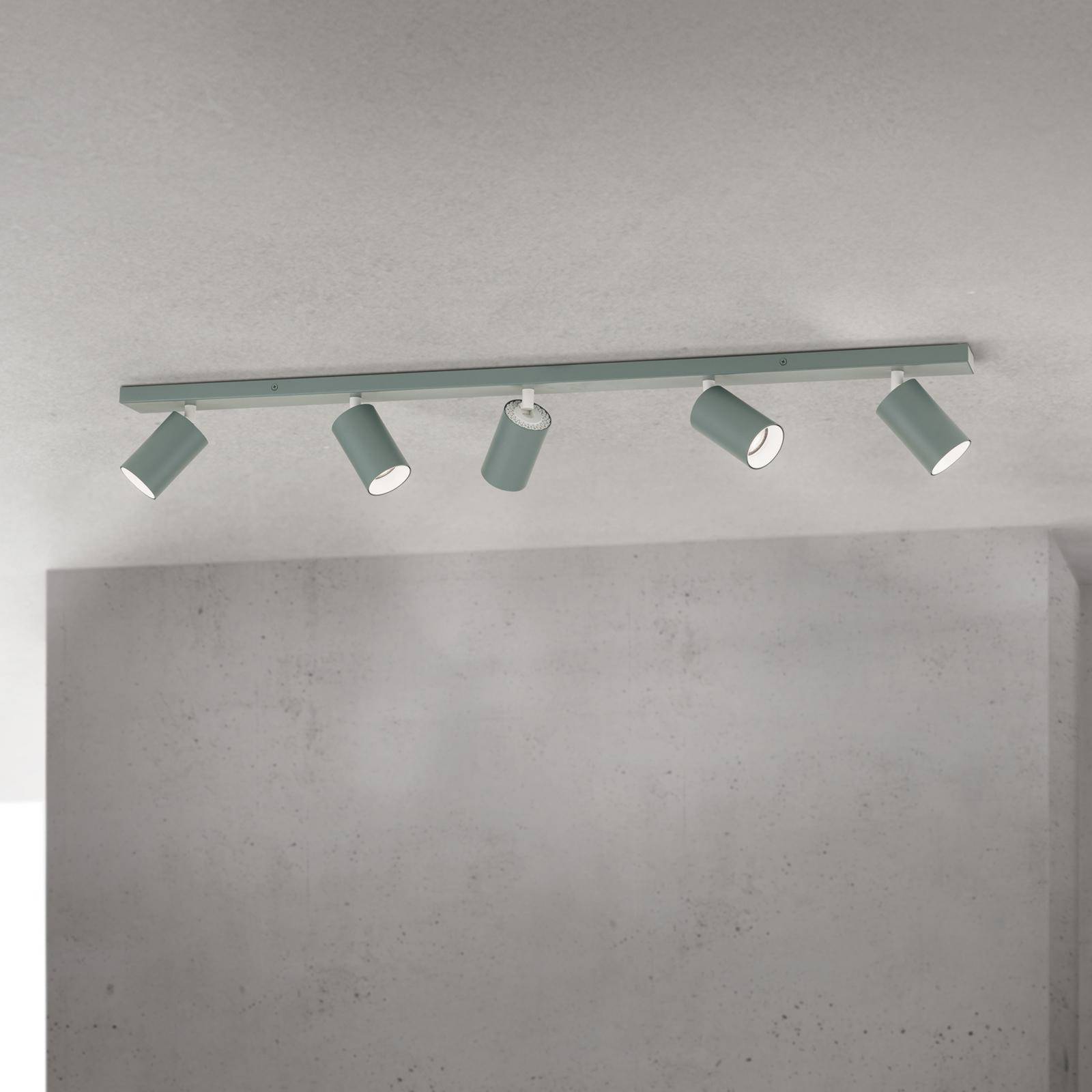 Reflektor sufitowy Sean, jasnozielony, 5-punktowa, aluminium, GU10