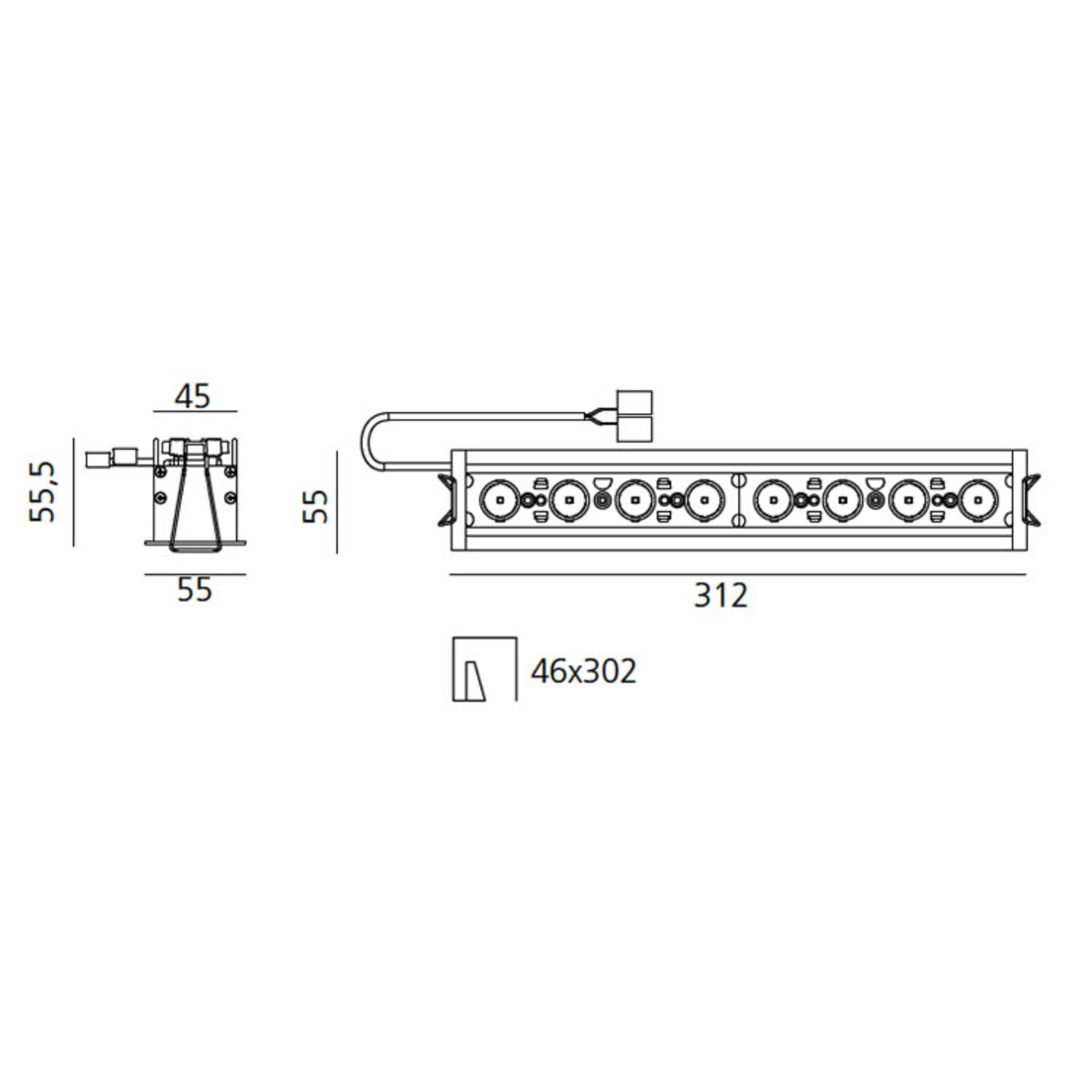 Artemide ARCHITECTUR Sharp RCS TRIM downlight 8-bulb 22 W, for Living / Dining Room, aluminium, plastic, 22 W, energy efficiency: A, L: 31.2 cm, W: 5.5 cm, H: 5.5 cm