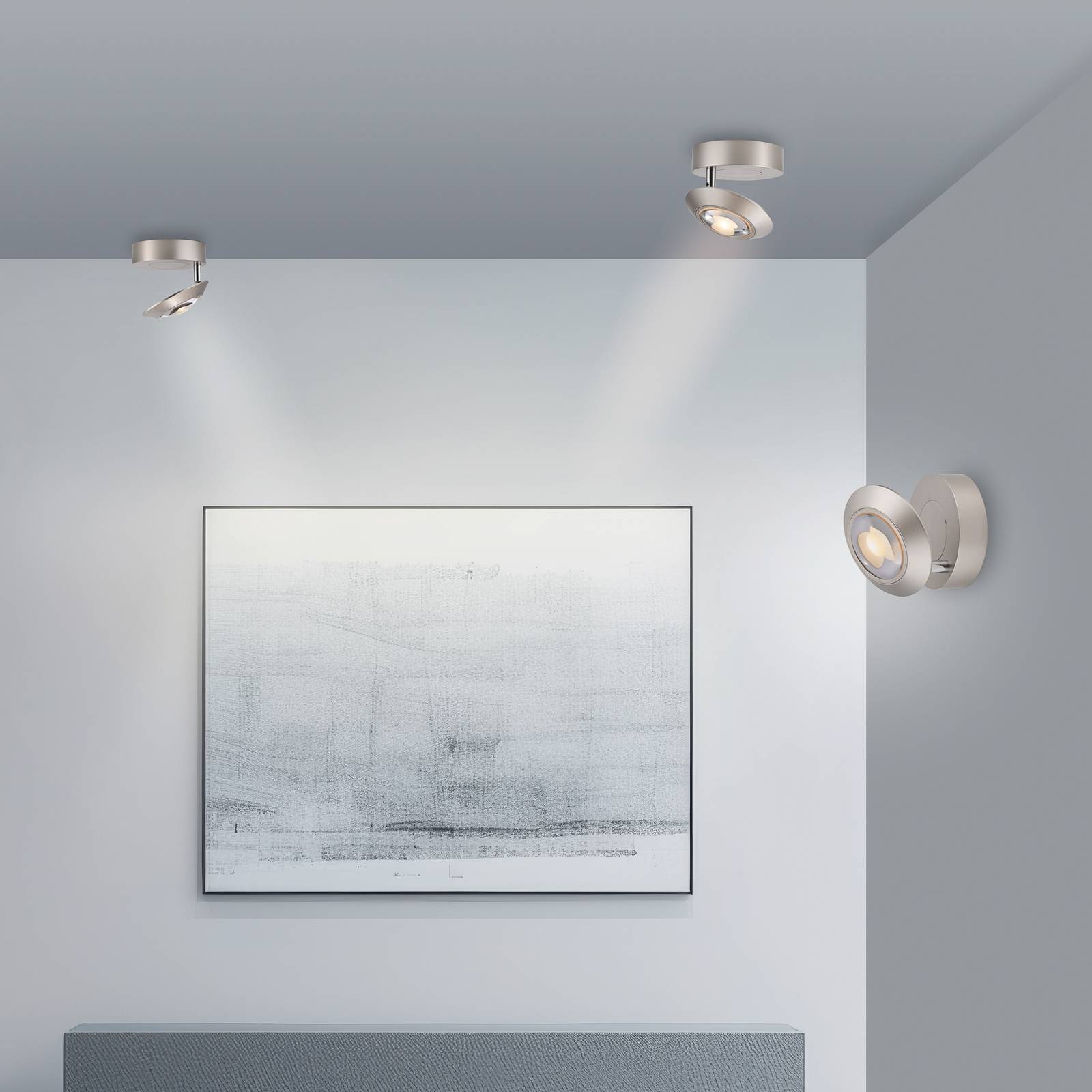 Lampa sufitowa LED PURE Oculis, kolor srebrny Ø 15 cm Żelazo/szkło