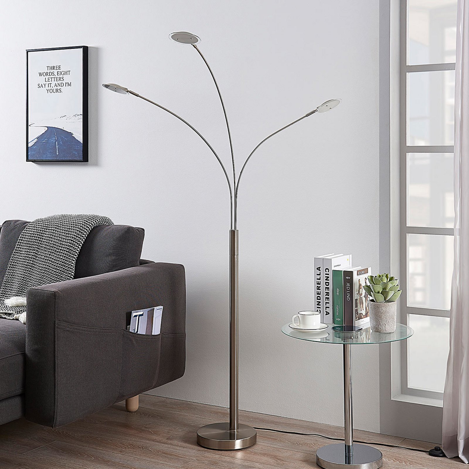 Anea 3 Lampadaire Nickel/White - Lindby