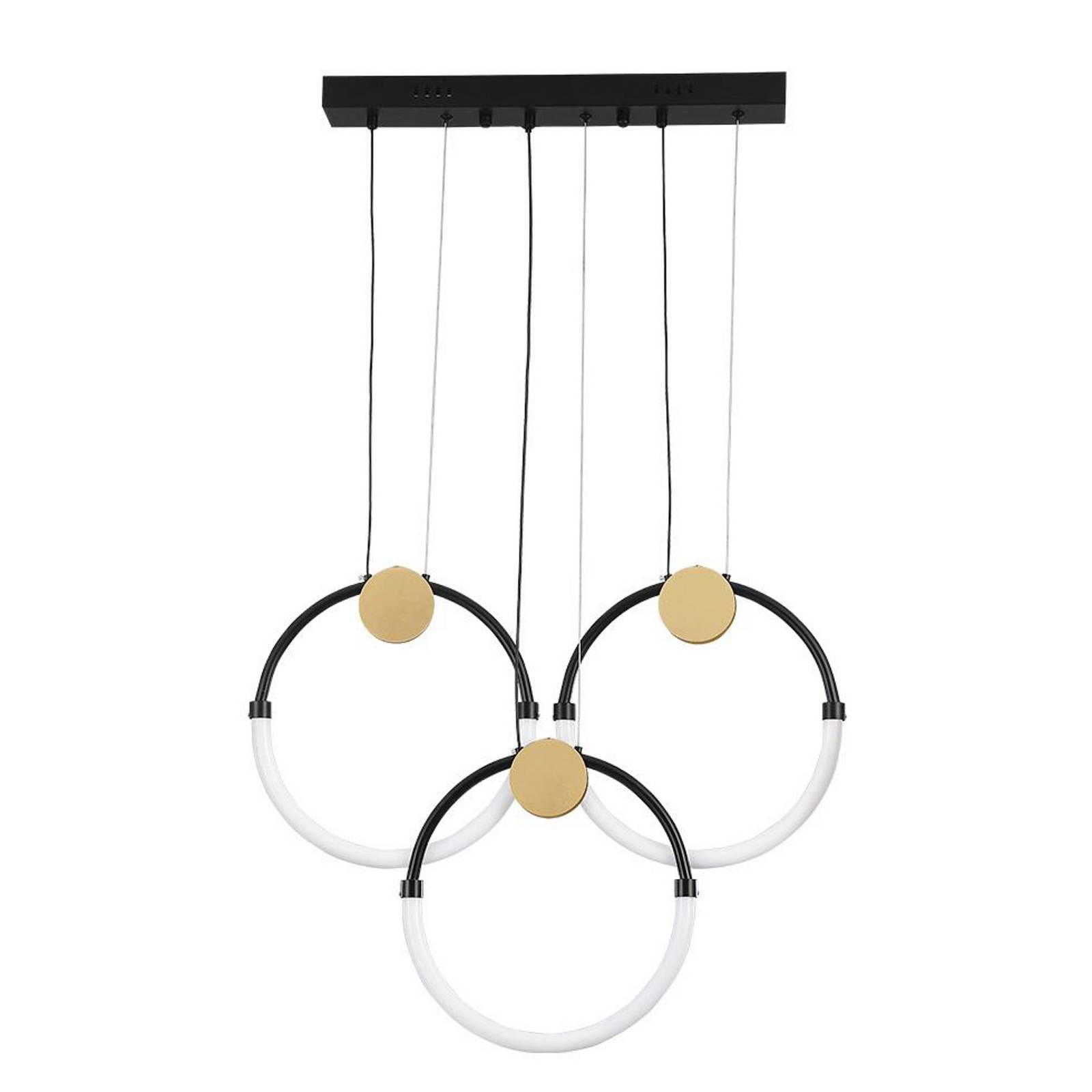 Żyrandol LED Briana, długość 63 cm, czarny/złoty, 3-punktowa